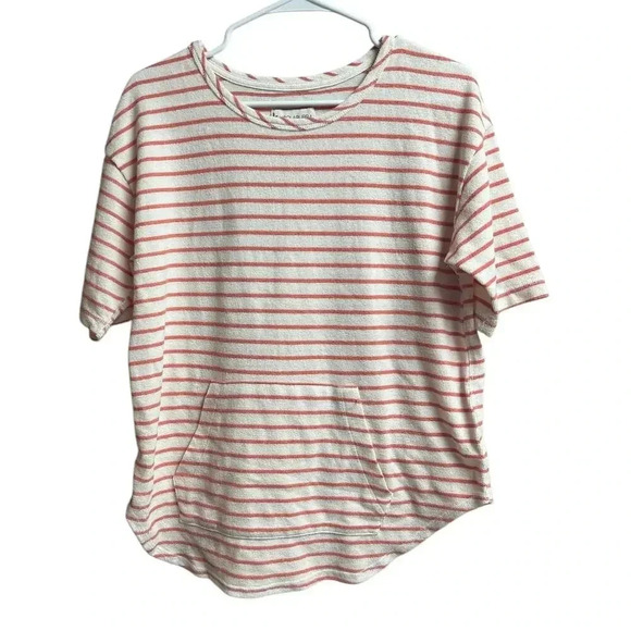 Koolaburra by UGG French Terry Tee Medium Stripes Kangaroo Pocket - Picture 1 of 9